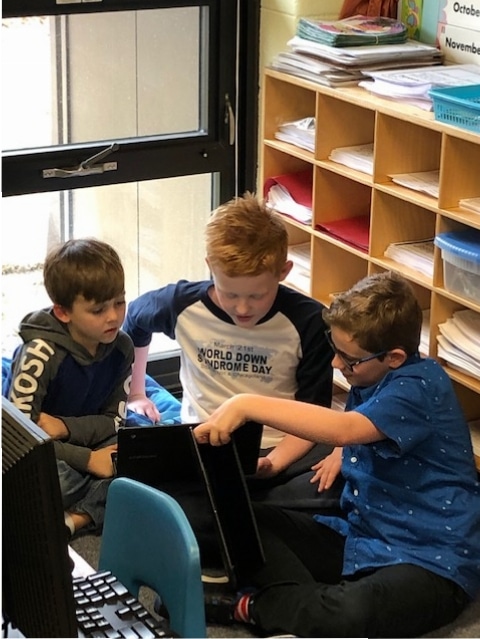 Mrs. Cruz’s first grade class at Bibich enjoyed making decisions about the direction of the stories created by Miss Snow's fourth grade class (with the help of Miss Moore) in the “Choose Your Own Adventure” using Google slides.