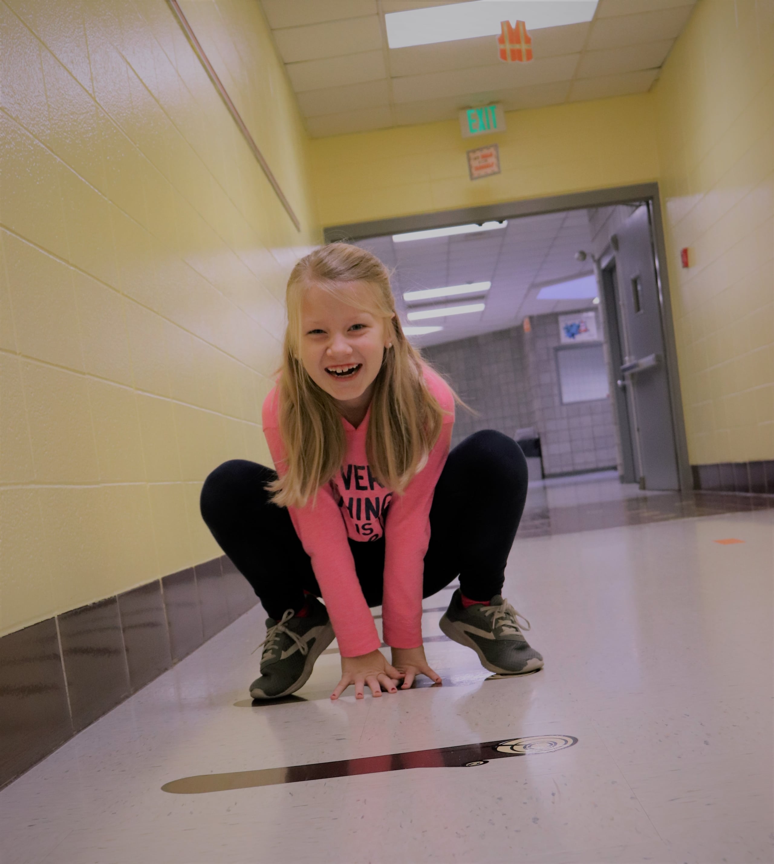 A sensory path has been added down the hall going into the fourth grade hallway at Bibich Elementary for all students to use. It is a path for students to use to get their wiggles out or to use as a 'brain break' type of activity.